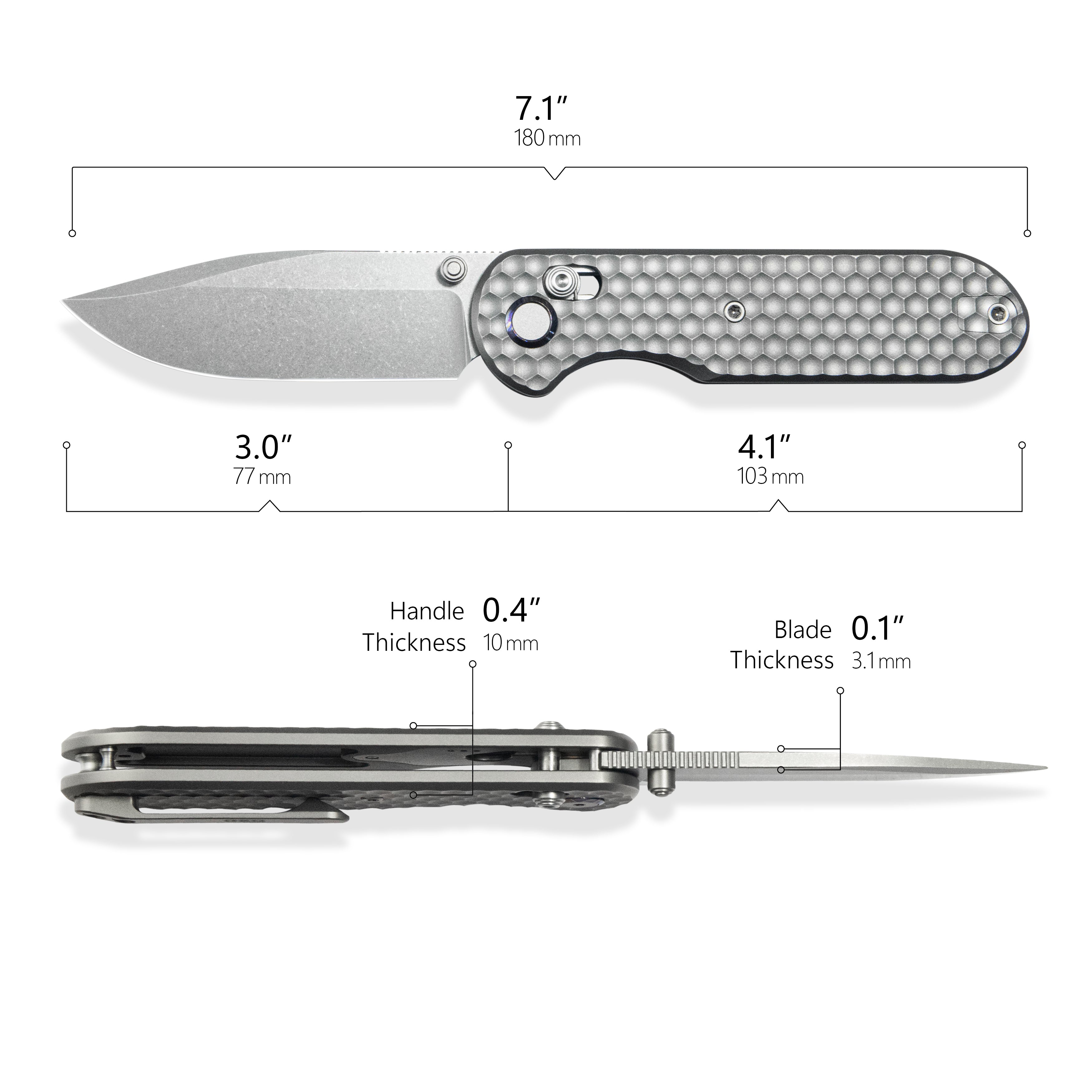 Geo knife Ethereal Cutter Axis lock Folding Knife Gray 6AL4V Titanium Handle 3.0" Stonewash Bohler M390 Blade GEO2402A