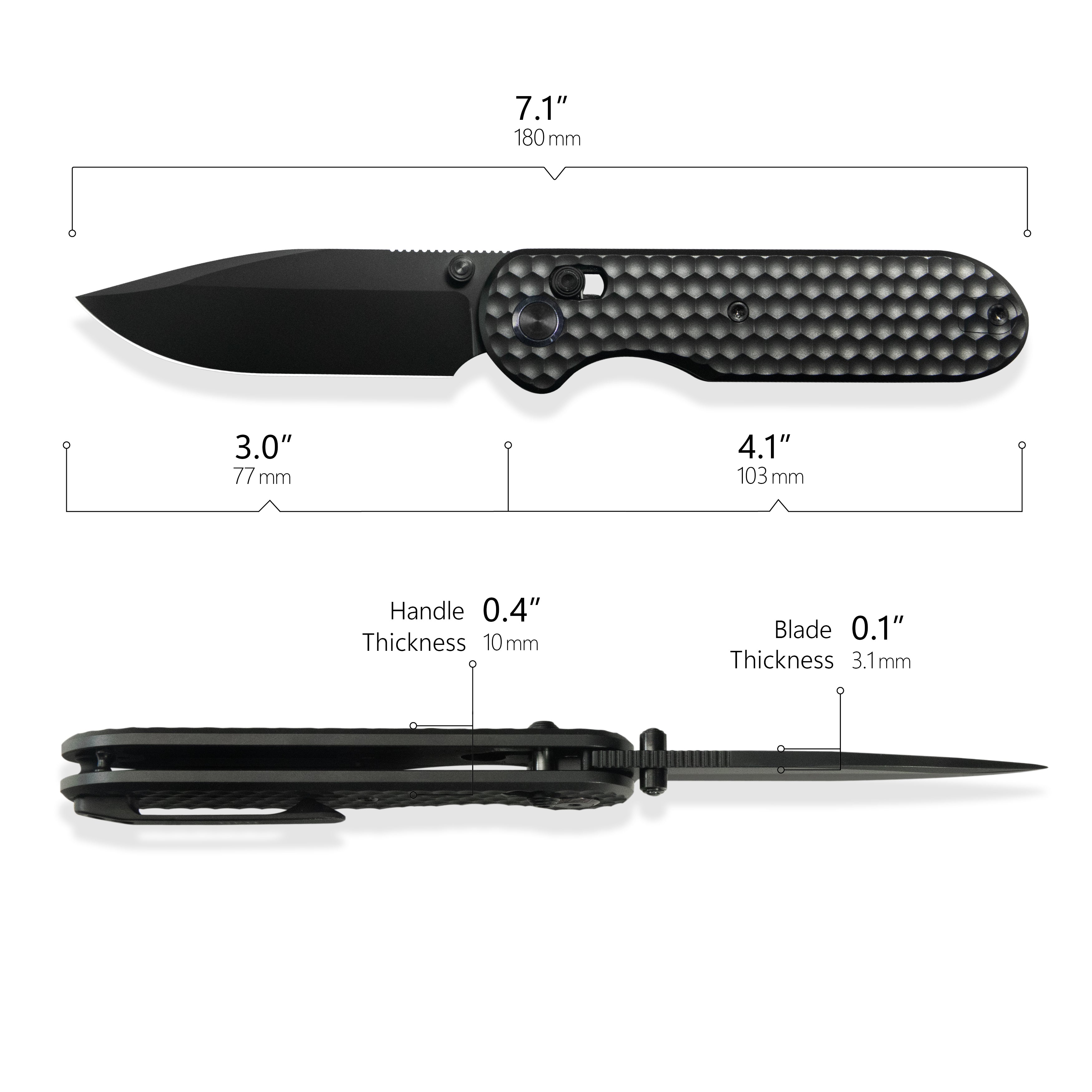 GEO Knife Ethereal Cutter Axis lock Folding Knife Black 6AL4V Titanium Handle 3.0" Black DLC Bohler M390 Blade GEO2402D