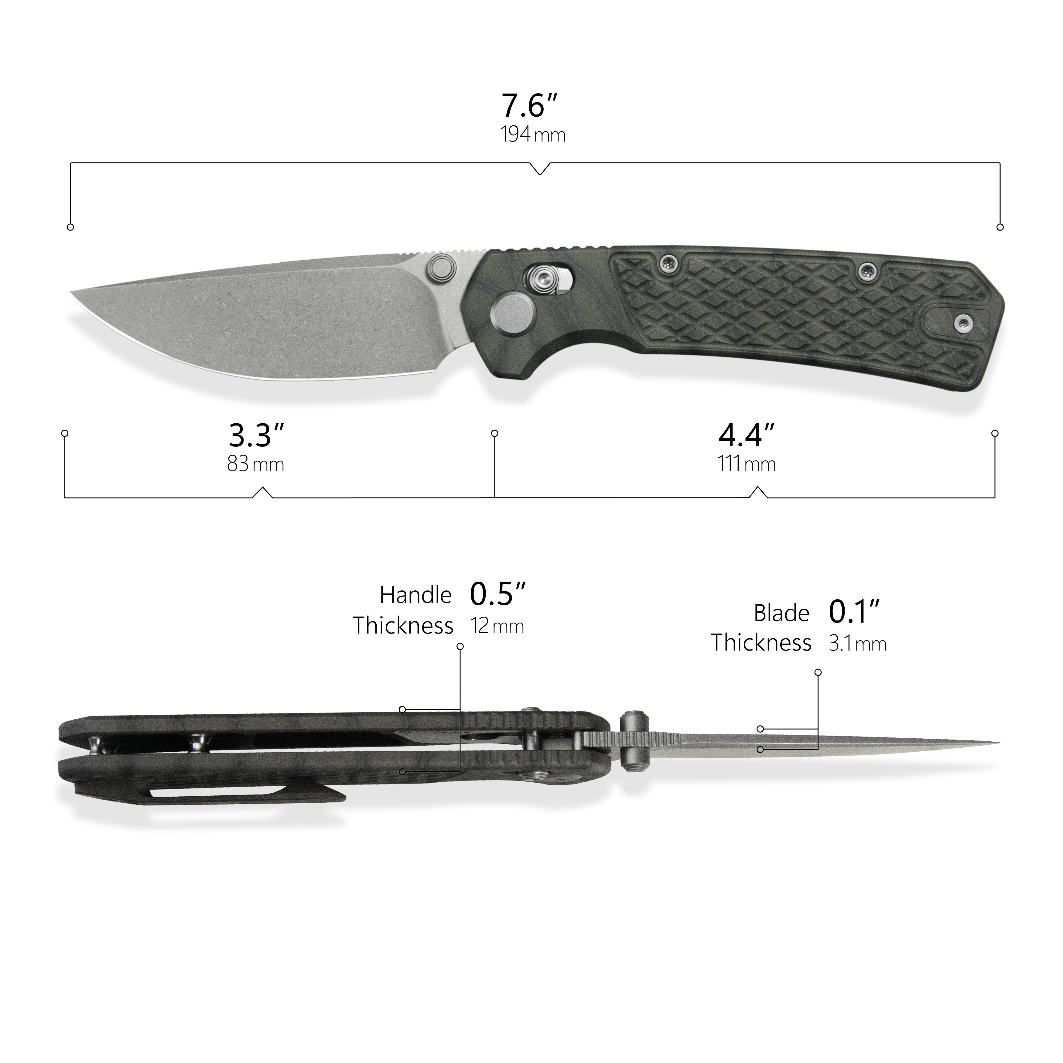 Geo knife Blaze Axis lock Folding Knife Tiger Stripe Pattern Flamed 6AL4V Titanium Handle 3.4" Stonewash Bohler M390 Blade GEO2502C