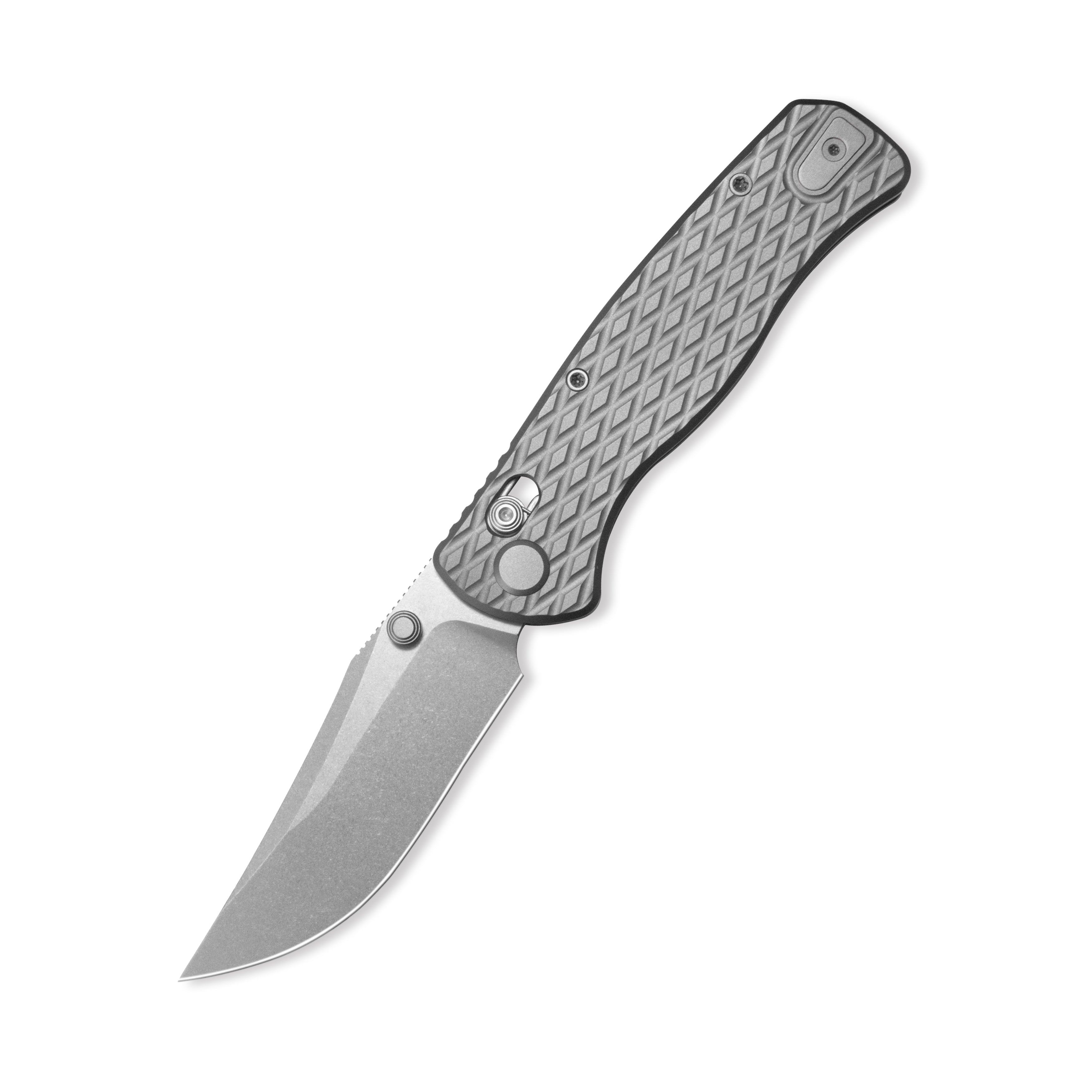 GEO Knife Sharp Shadow Axis lock Folding Knife Gray 6AL4V Titanium Handle 3.3" Stonewash Bohler M390 Blade GEO2504A