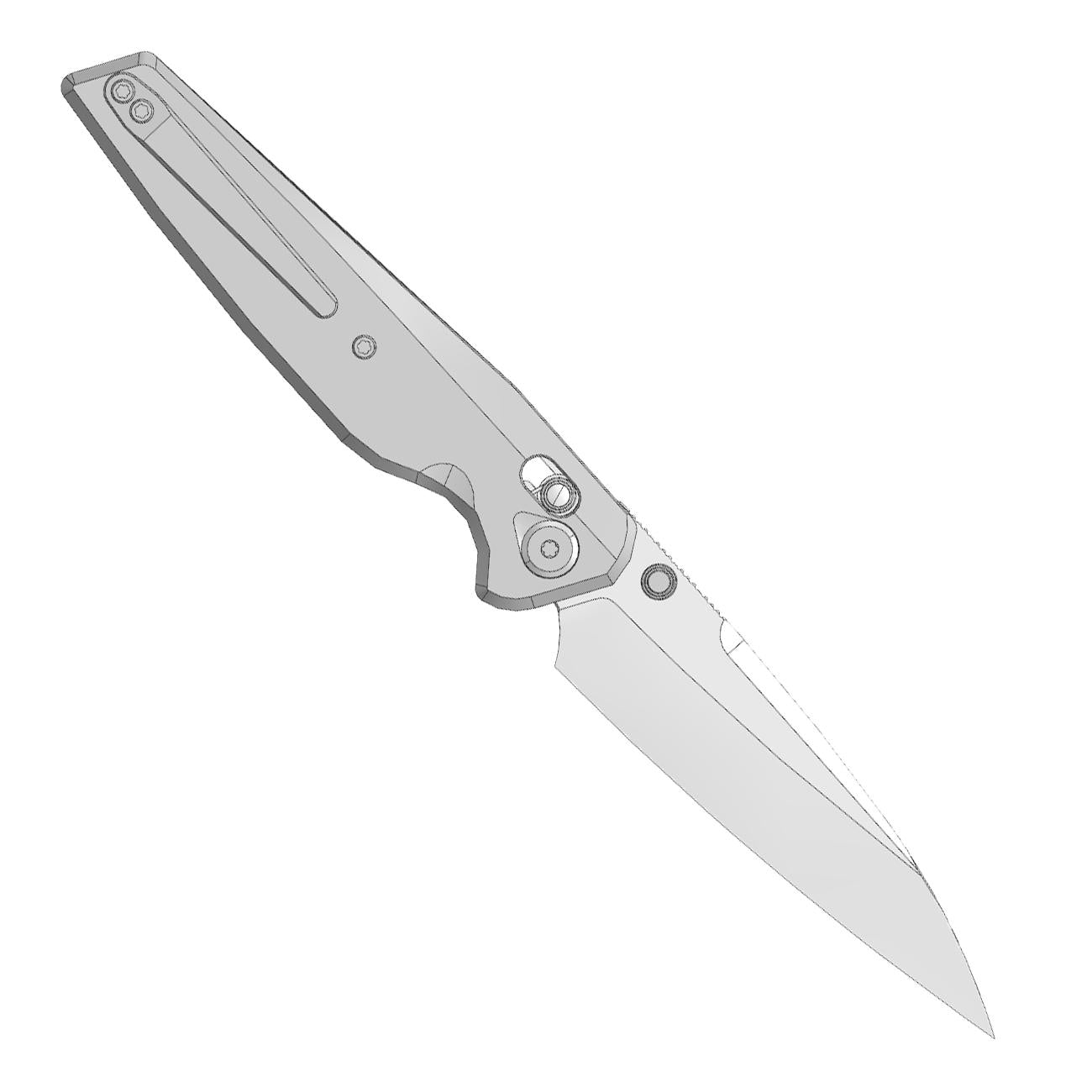 (Pre-order) : Geo knife FANTASM Axis lock Folding Knife Gray 6AL4V Titanium Handle 3.9" Stonewash Bohler M390 Blade GEO2505A