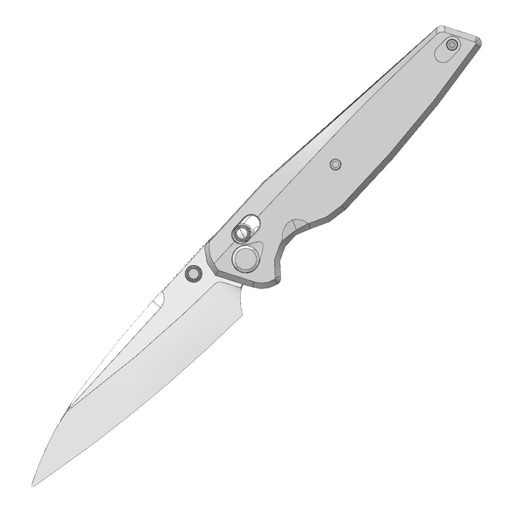 (Pre-order) : Geo knife FANTASM Axis lock Folding Knife Gray 6AL4V Titanium Handle 3.9" Stonewash Bohler M390 Blade GEO2505A