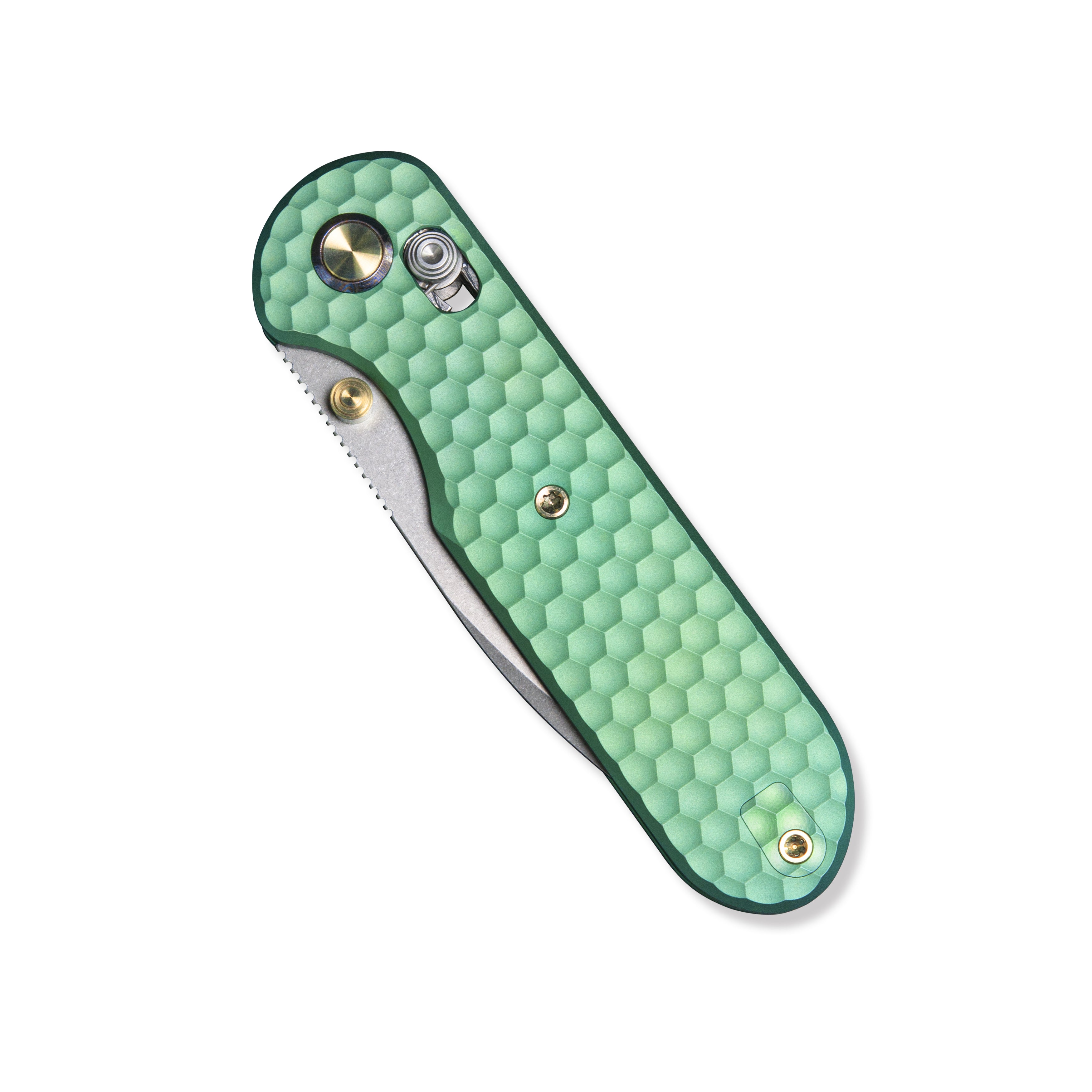 Geo knife Ethereal Cutter Axis lock Folding Knife Green 6AL4V Titanium Handle 3.0" Stonewash Bohler M390 Blade GEO2402H