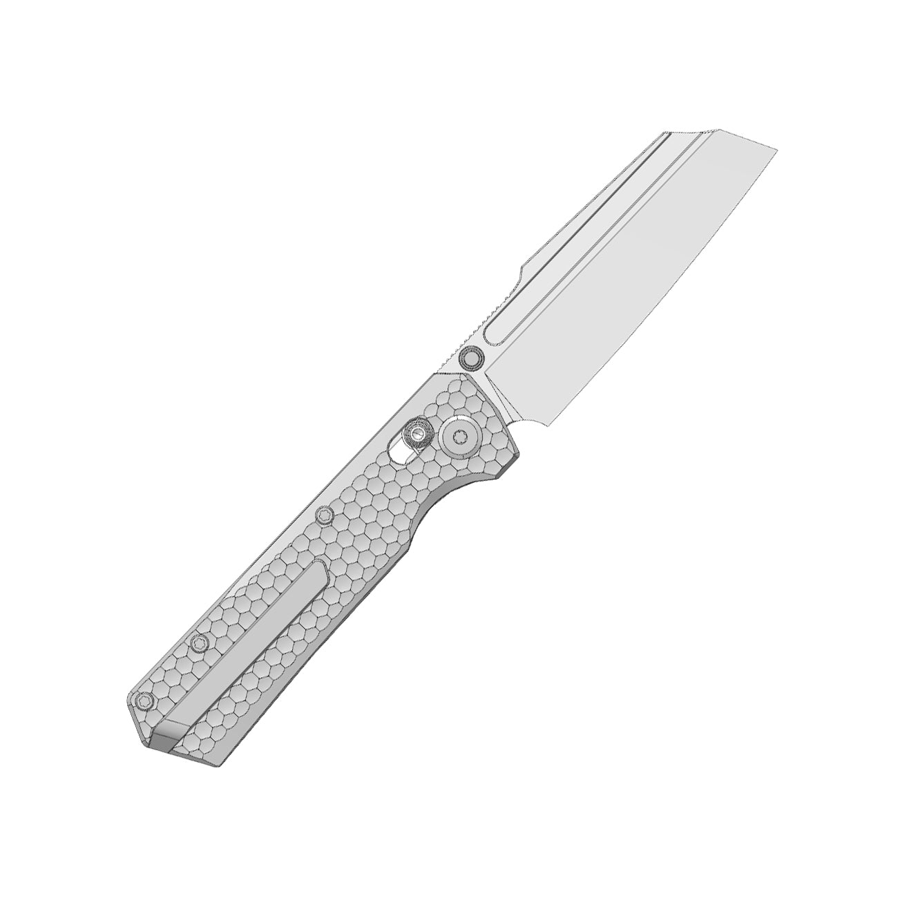 (Pre-order) : Geo knife Noxiz Axis lock Folding Knife Gray 6AL4V Titanium Handle 3.1" Stonewash Bohler M390 Blade GEO2506A