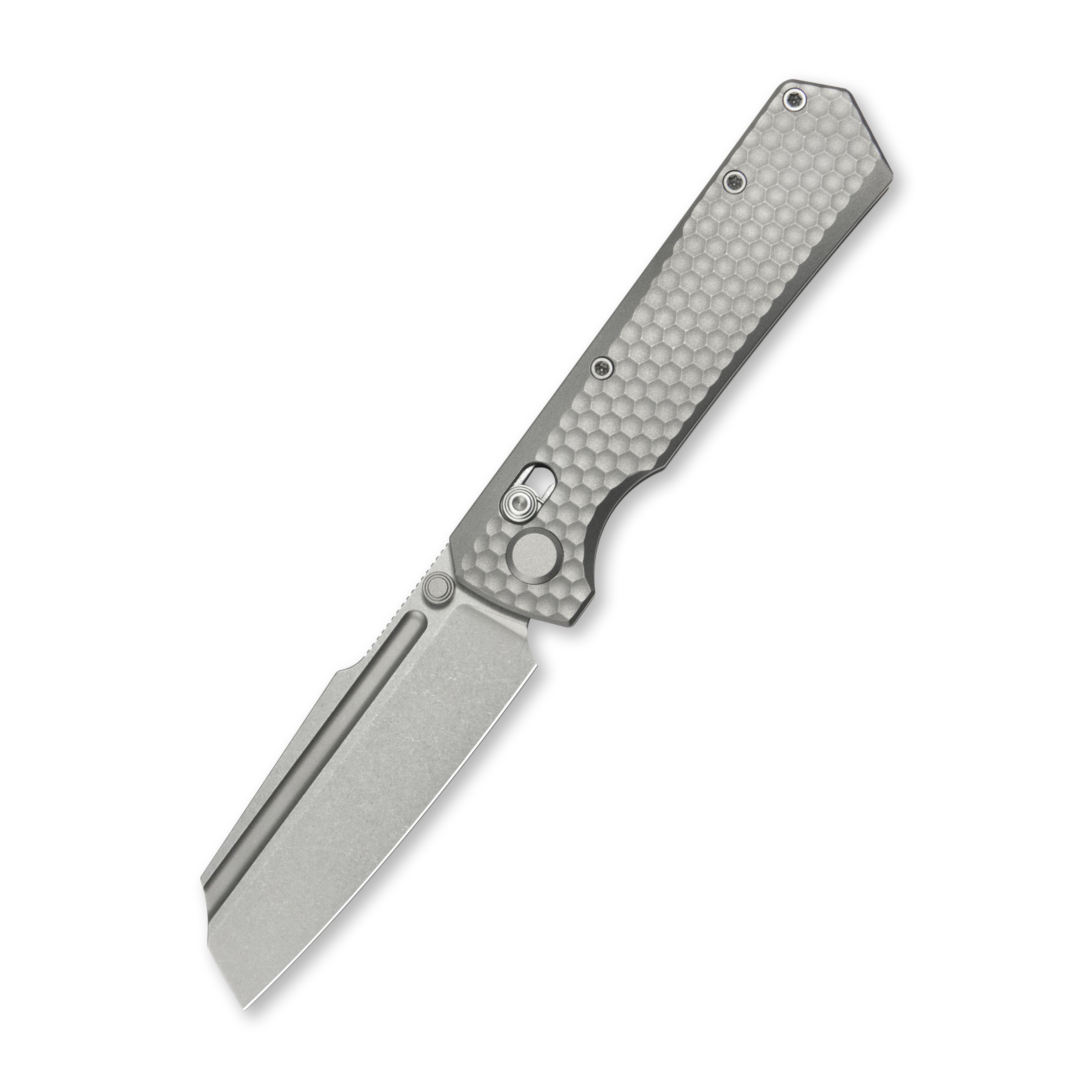 Geo knife Noxiz Axis lock Folding Knife Gray 6AL4V Titanium Handle 3.1" Stonewash Bohler M390 Blade GEO2506A