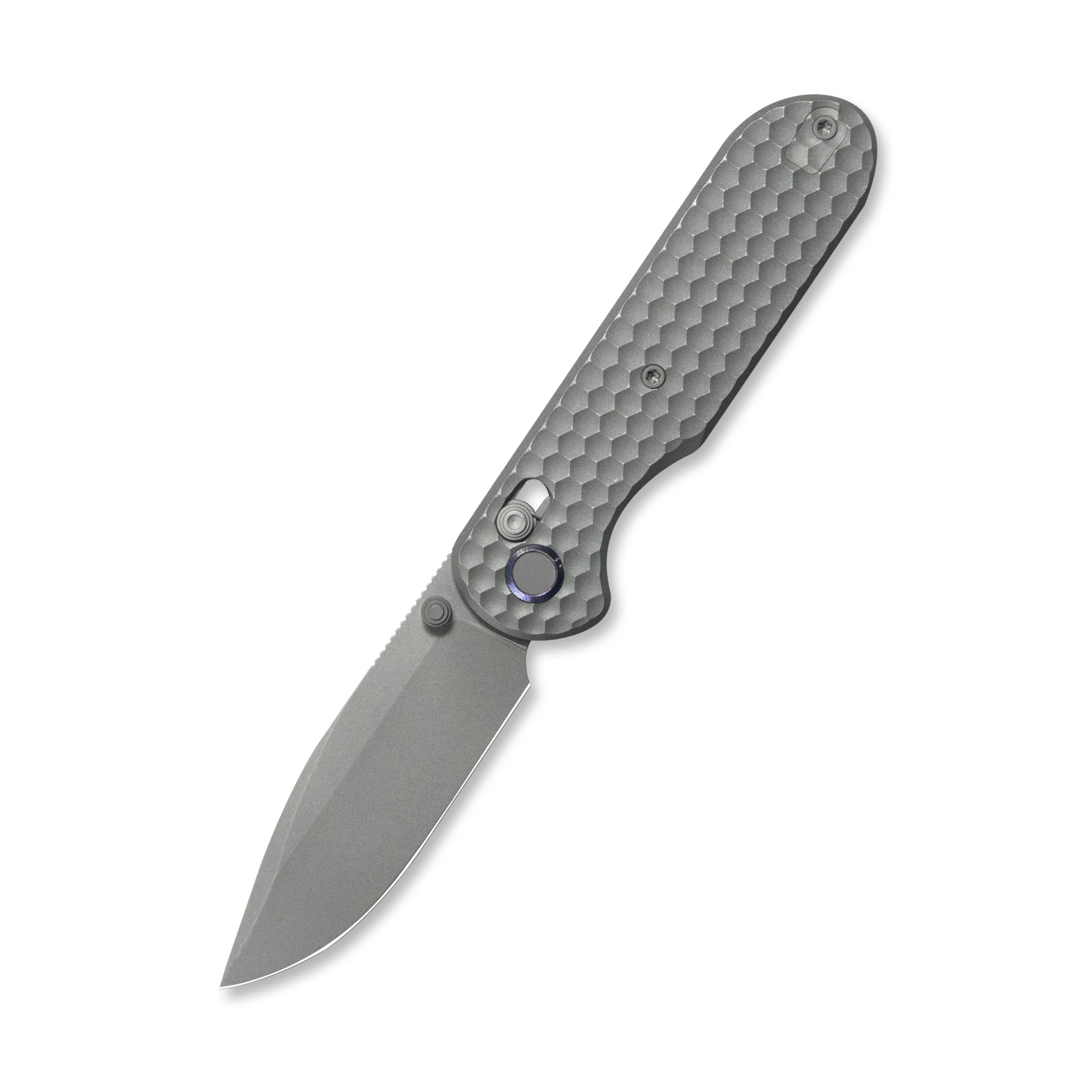 Geo knife Ethereal Cutter Axis lock Folding Knife Gray 6AL4V Titanium Handle 3.0" Darkwash Bohler M390 Blade GEO2402C
