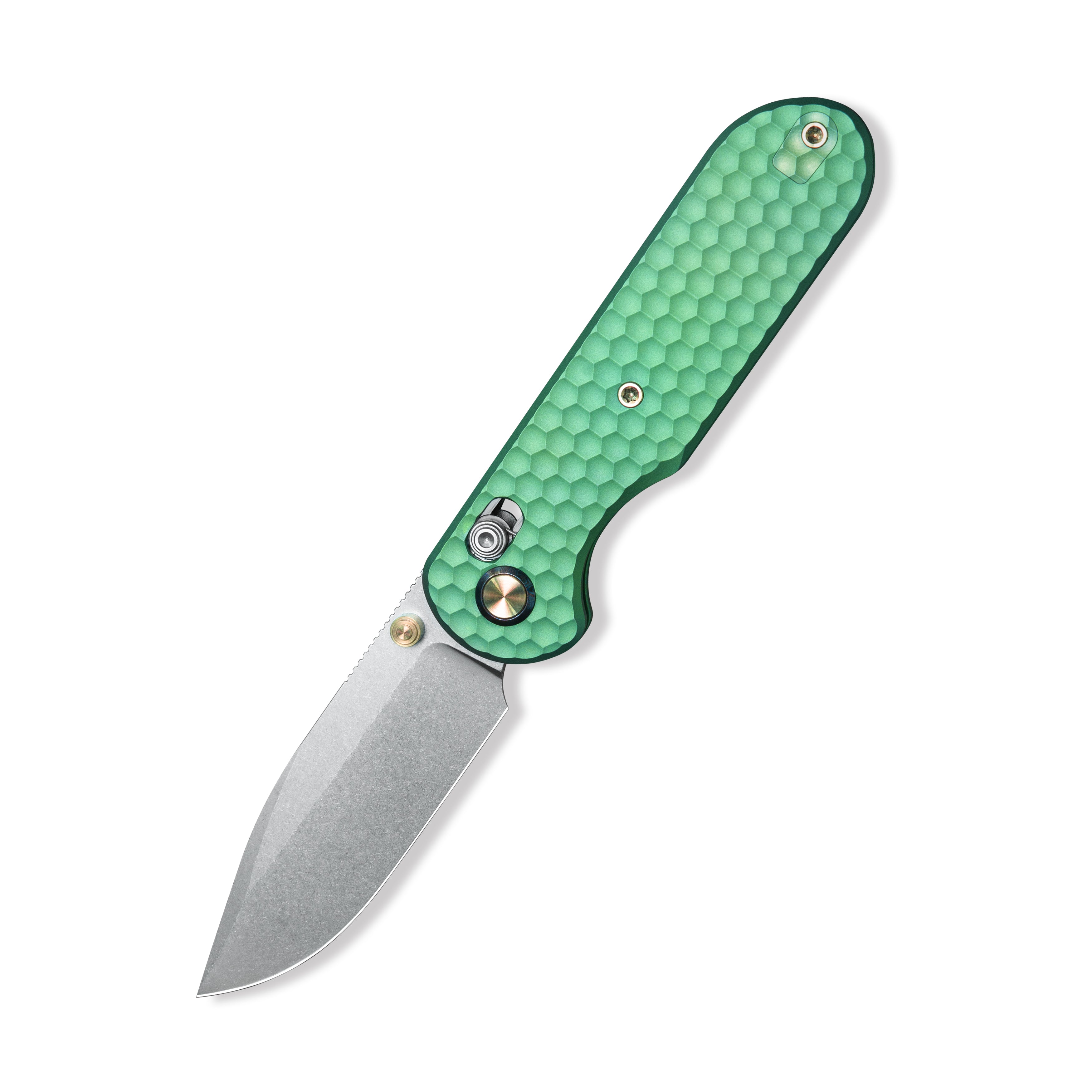 Geo knife Ethereal Cutter Axis lock Folding Knife Green 6AL4V Titanium Handle 3.0" Stonewash Bohler M390 Blade GEO2402H
