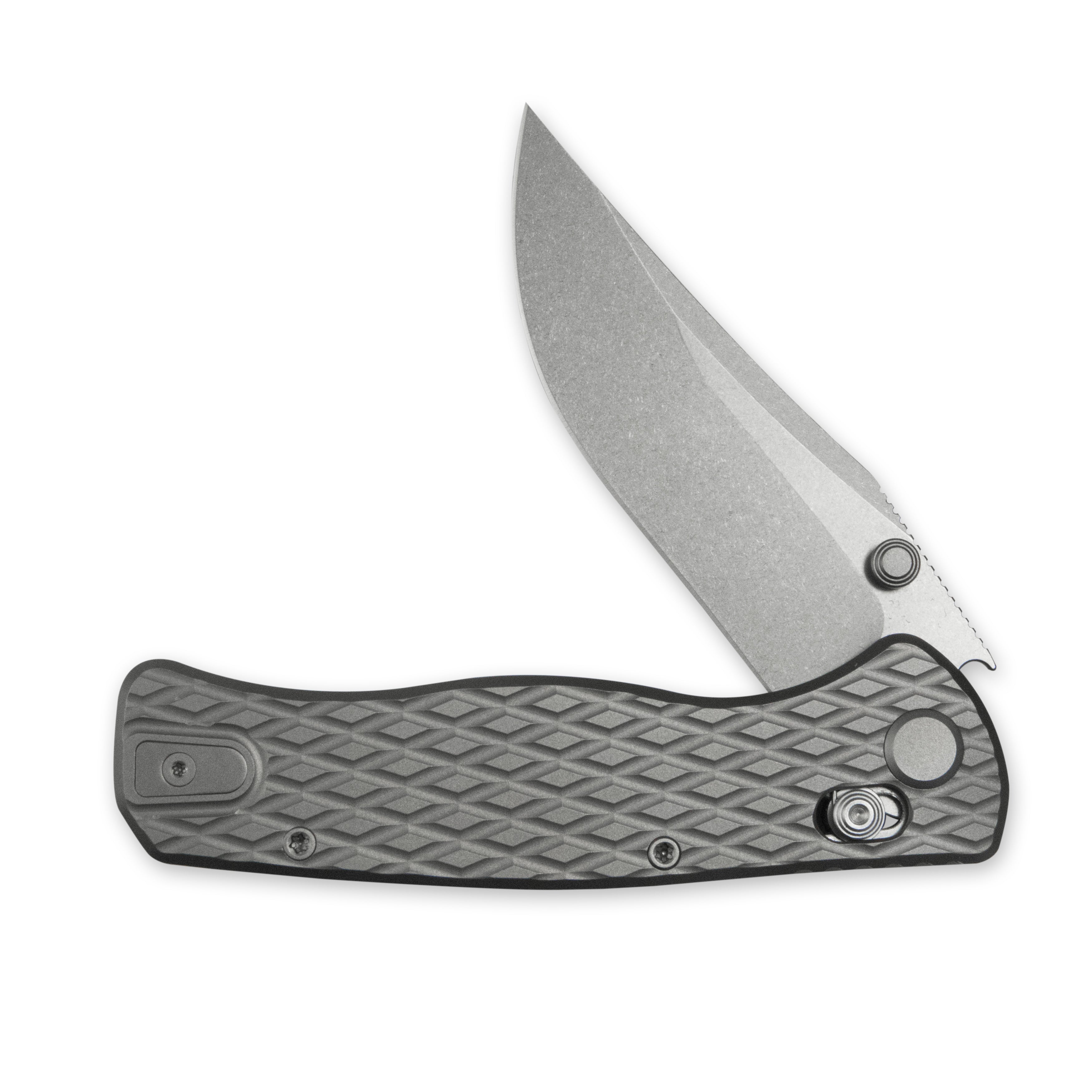 Geo knife Sharp Shadow Axis lock Folding Knife Gray 6AL4V Titanium Handle 3.3" Stonewash Bohler M390 Blade GEO2504A
