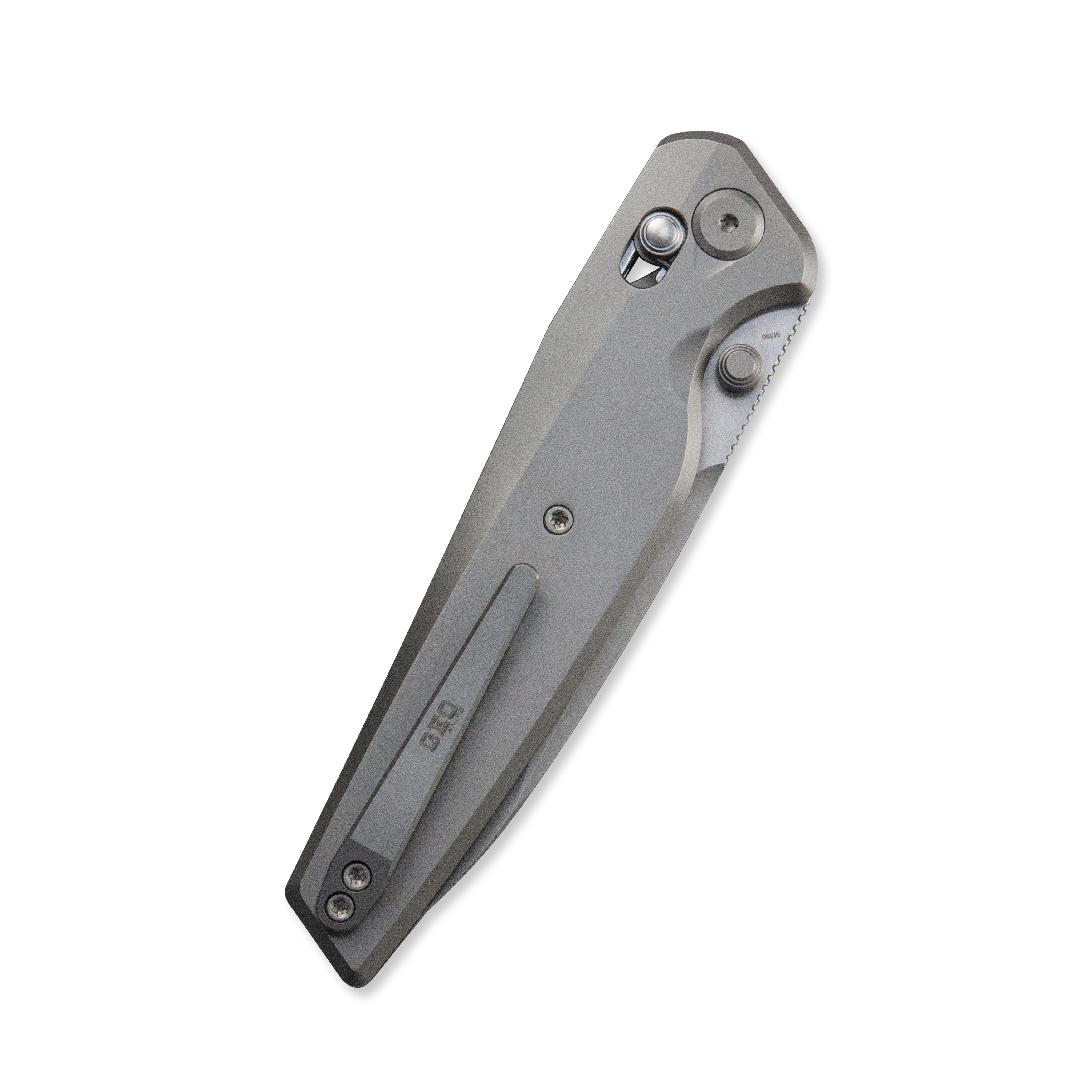 Geo knife FANTASM Axis lock Folding Knife Gray 6AL4V Titanium Handle 3.9" Stonewash Bohler M390 Blade GEO2505A