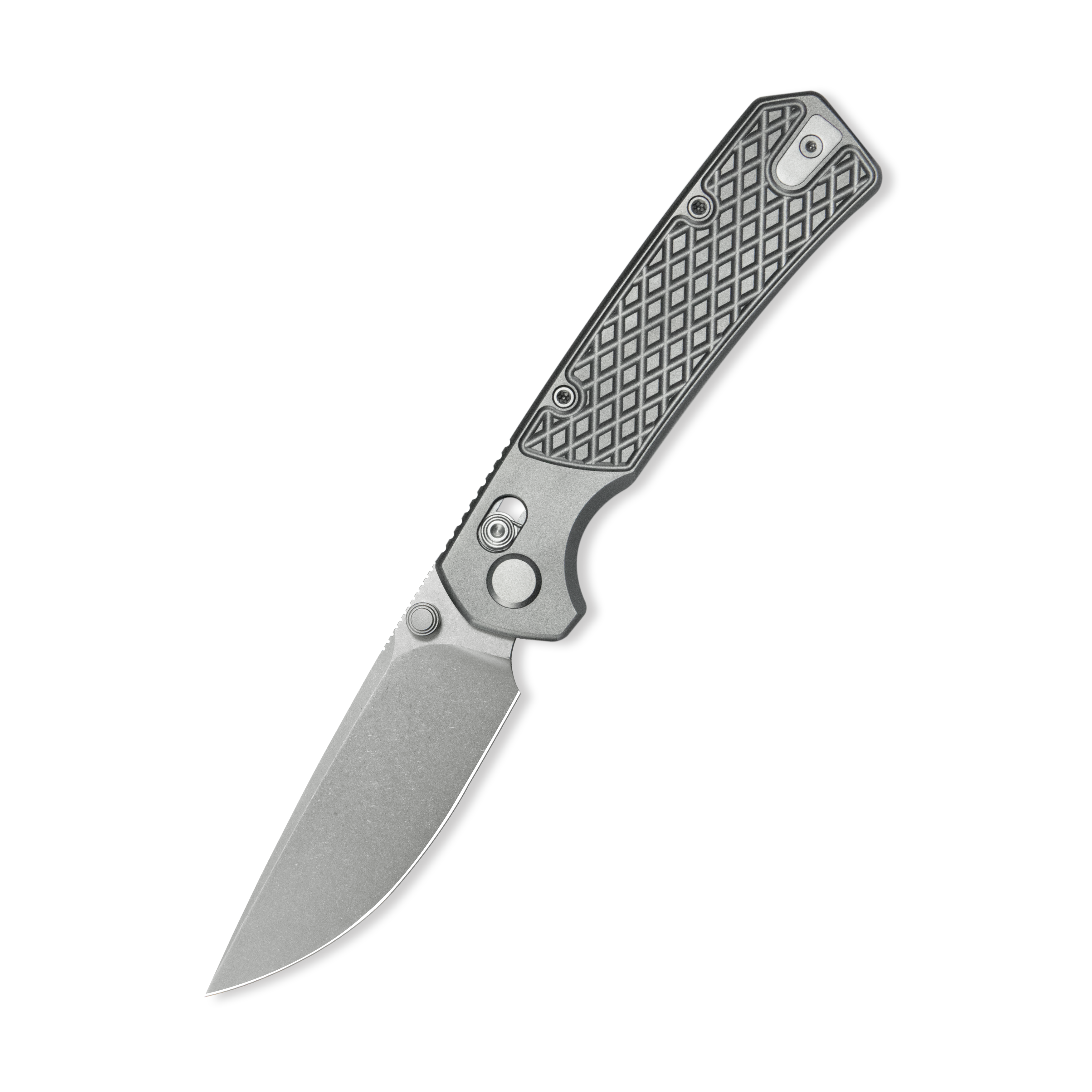 (Pre-order) : Geo knife Blaze Axis lock Folding Knife Gray 6AL4V Titanium Handle 3.3" Stonewash Bohler M390 Blade GEO2502A
