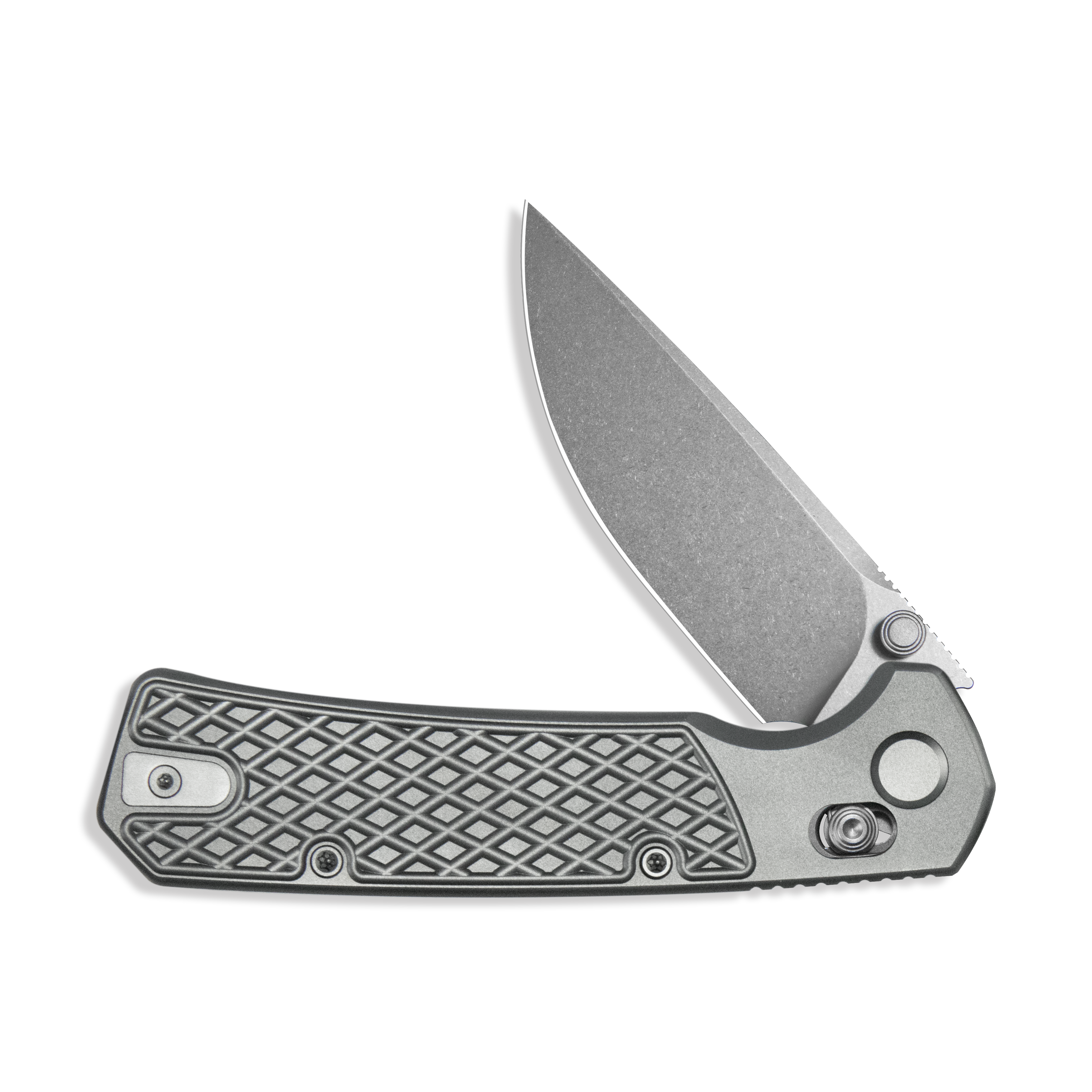 (Pre-order) : Geo knife Blaze Axis lock Folding Knife Gray 6AL4V Titanium Handle 3.3" Stonewash Bohler M390 Blade GEO2502A